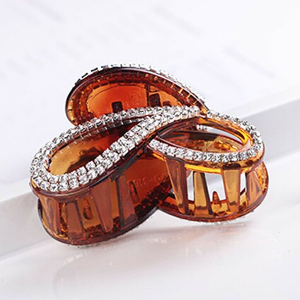 2 Packs Women Lady Large Hair Claw Crystal Shower Thin Hair Clip Clamp Crab