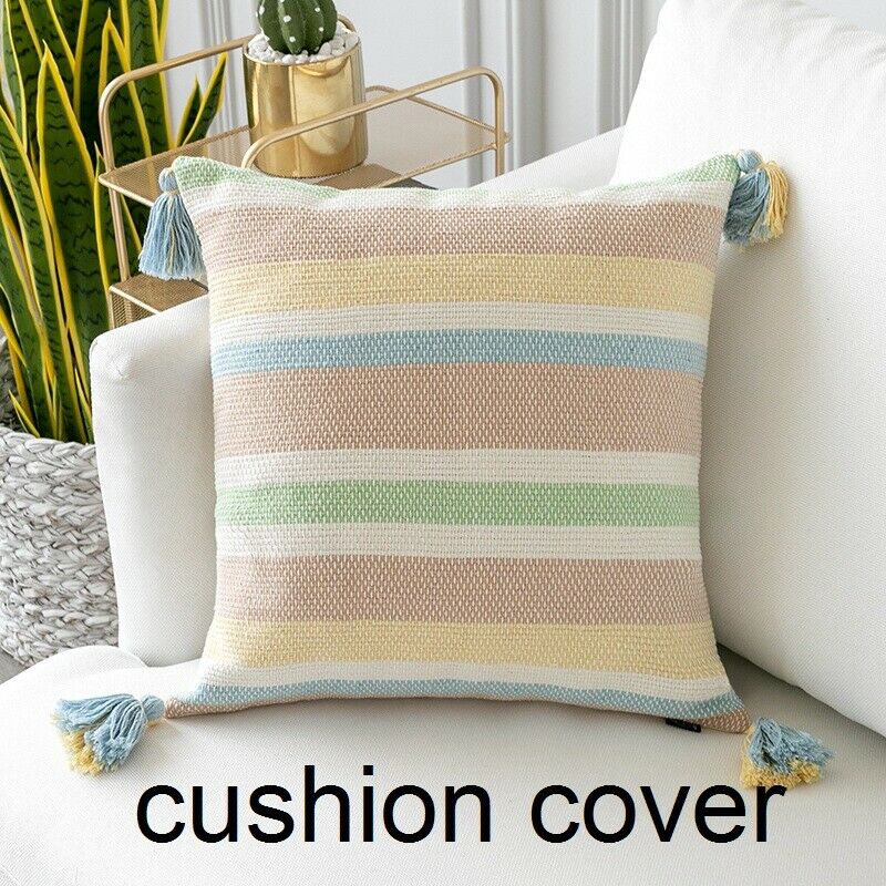 1PC Pillowcase Cotton Blend Stripe Cushion Case Cover 45cm Square Decor Boho