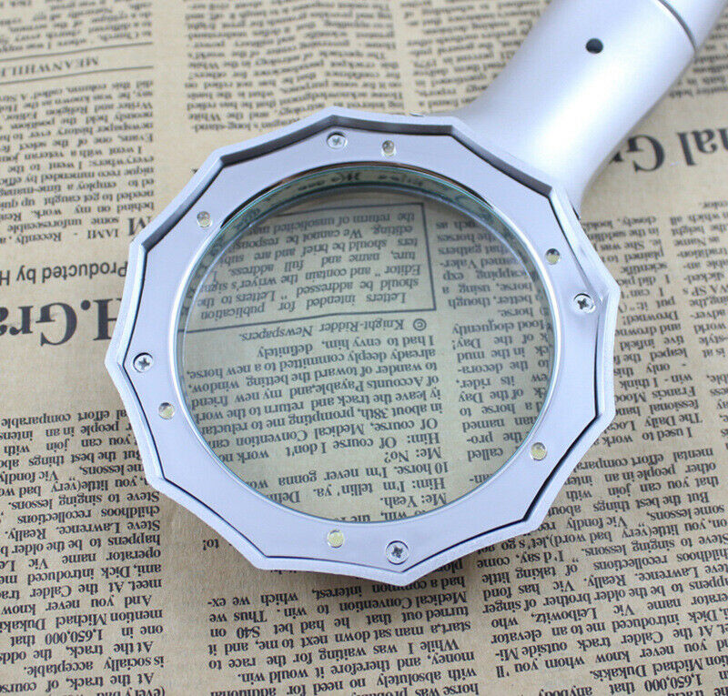 75mm 4X Hand-held 6 LED Umbrella-type Jewelry Loupe Reading Magnifying Glass