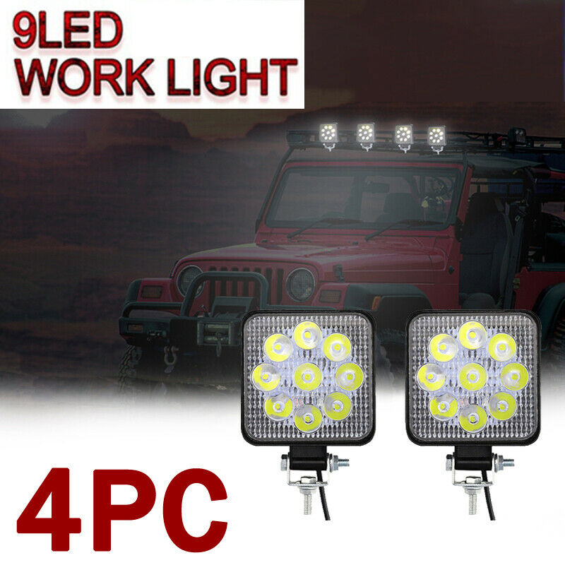 4PCS 27W Square LED Work Light Fog Flood Lamp Offroad Truck 12V 4WD SUV UTE ATV