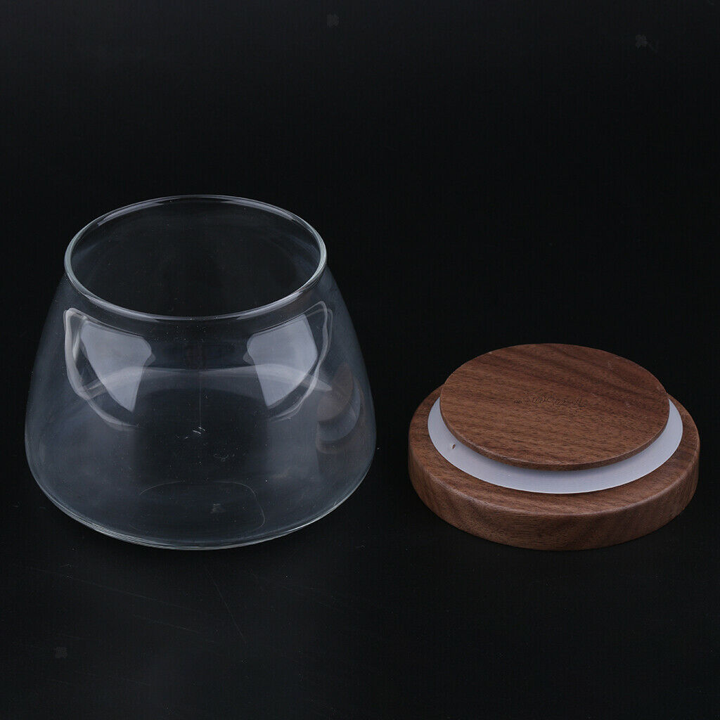 Food Storage Jar Canister with Walnut Wooden Lid for Tea Coffee Spice 500ML