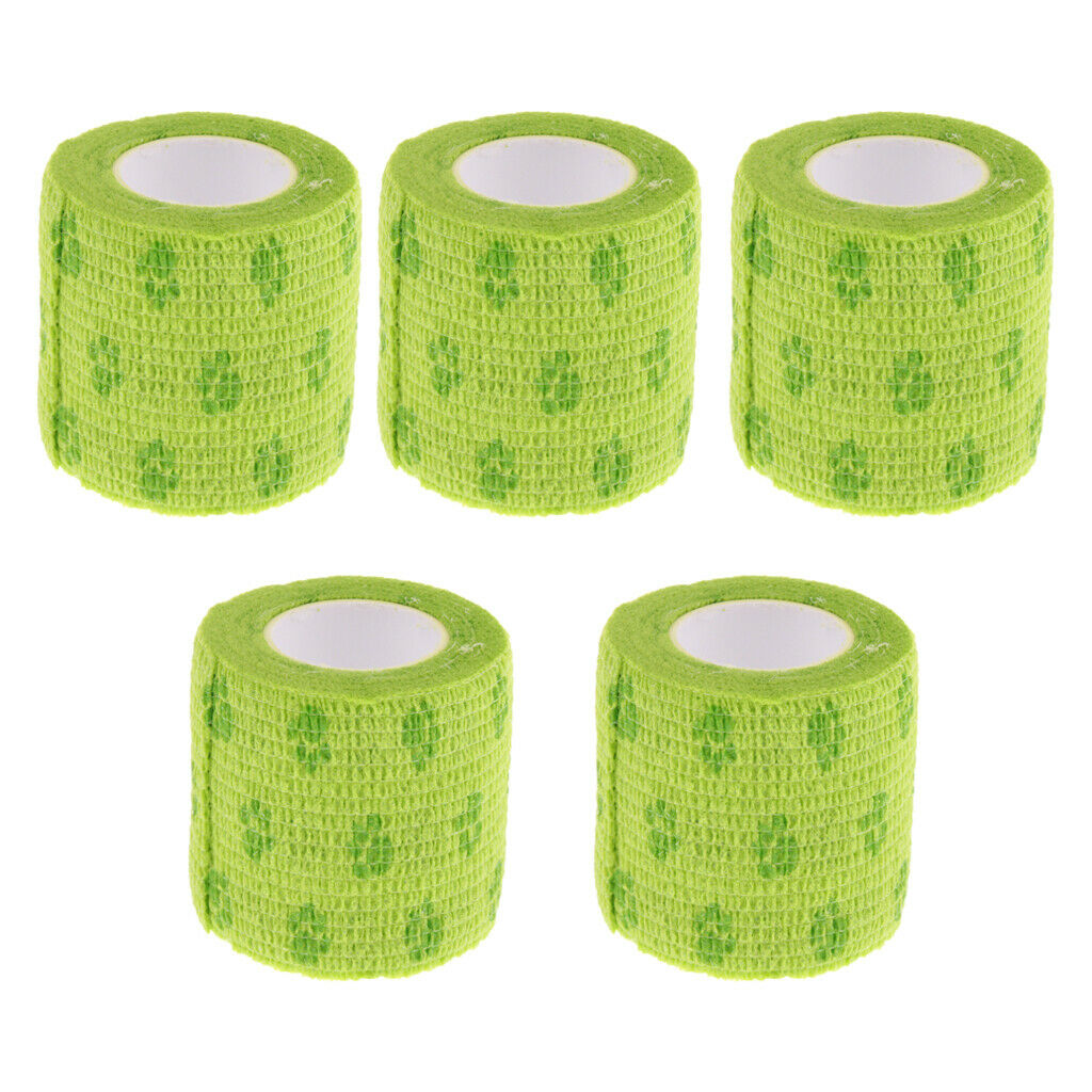 5 Pieces Non Woven Pet Dog and Cat Wound Self Adhesive Bandage Tape Green L