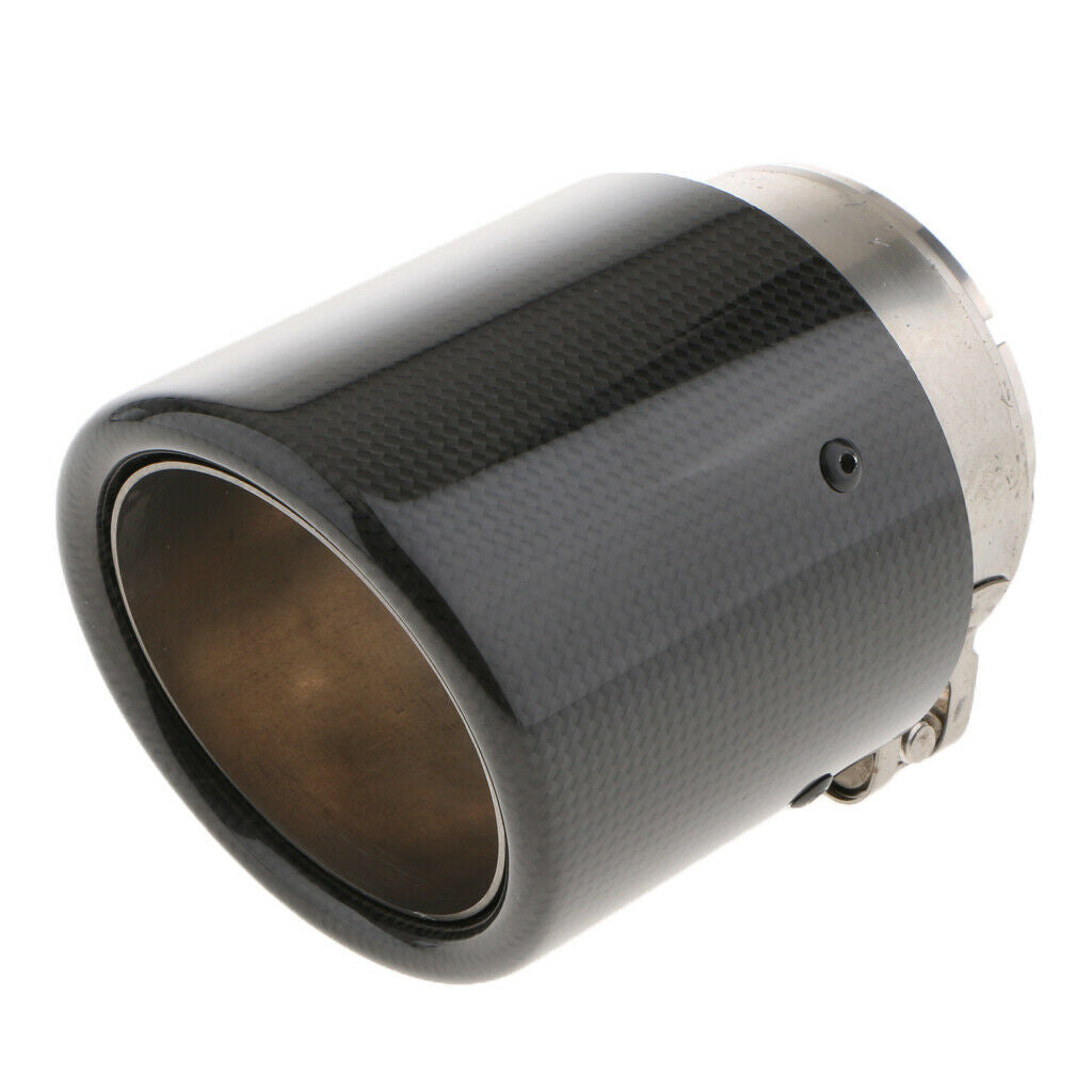 80-101mm Inlet Stainless Steel Exhaust Pipe Tip Tail Muffler Silencer, Black