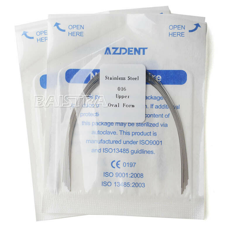 50 Packs Dental Orthodontic Stainless Steel Round Arch Wires 016 Upper AZDENT