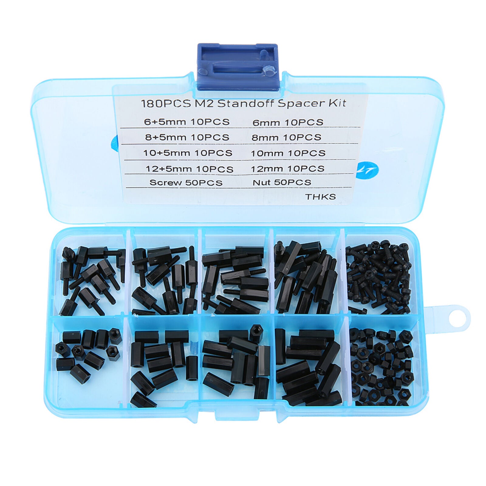 M2 Single-Way Plastic Hexagonal Column Nylon Washer Screw Nut Kit 180 Pcs/set