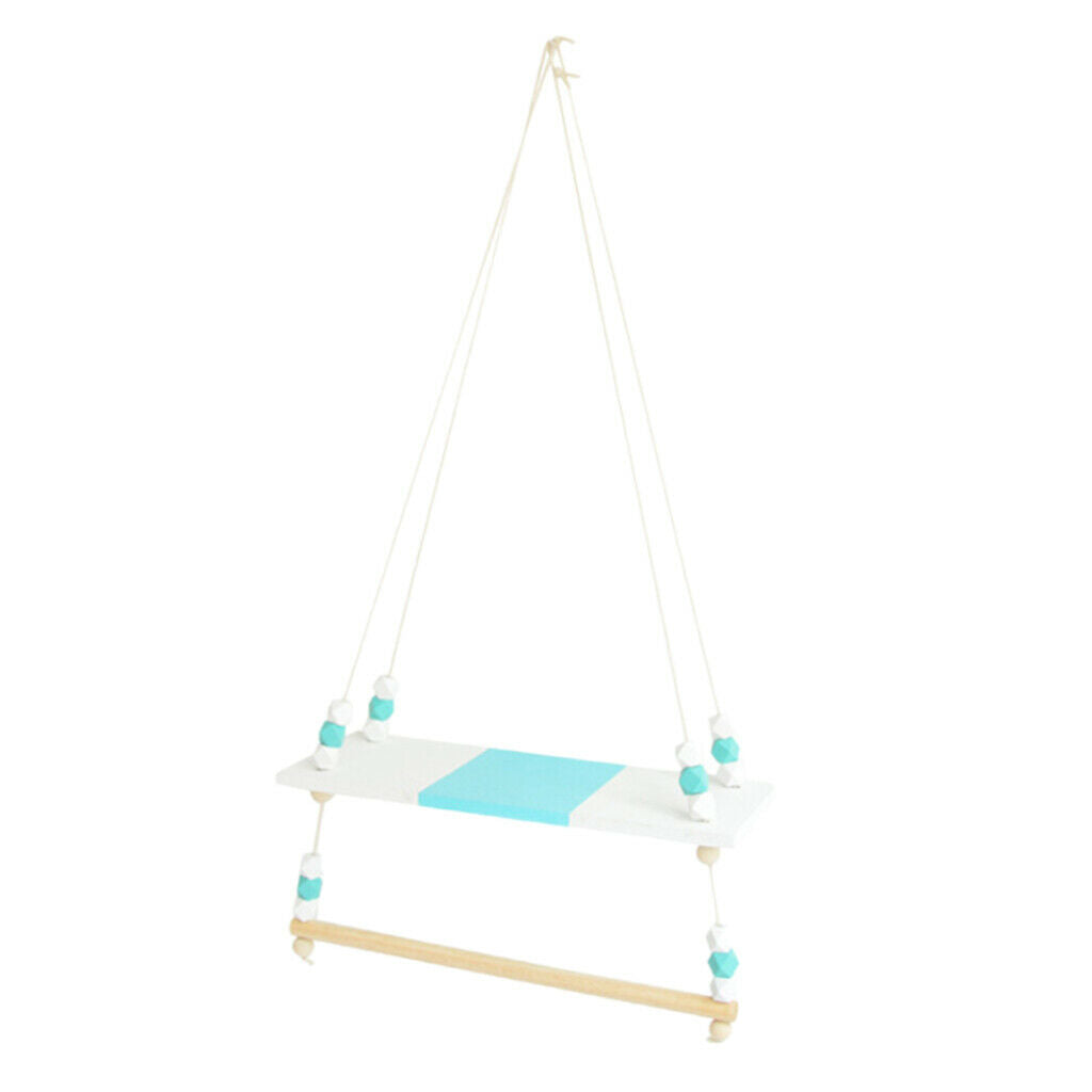Wooden Handicraft Pine Single-layer Partition Shelf + Clothes Hanger Green