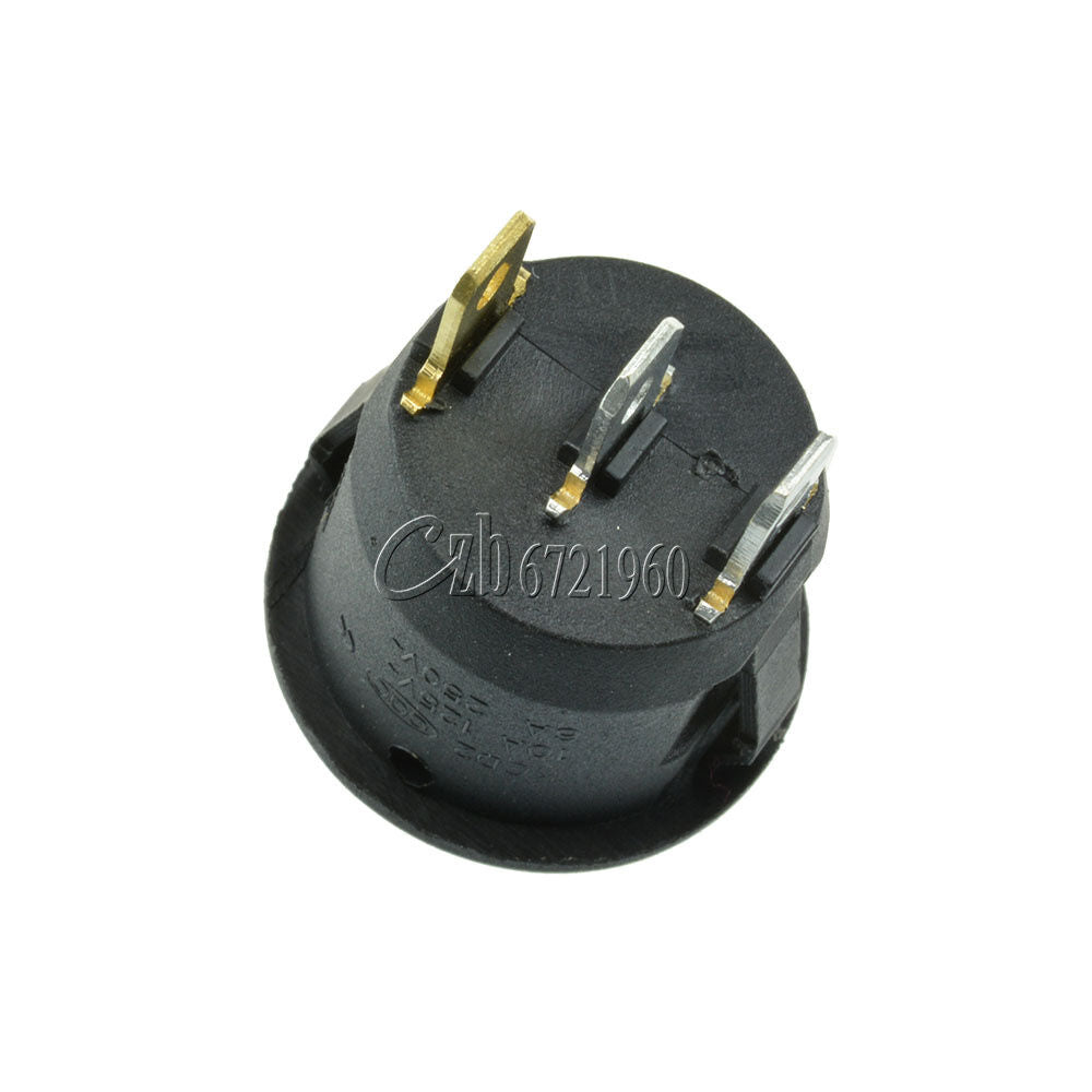 5Pcs Mini Blue Round 3 Pin SPDT ON-OFF Rocker Switch Snap-in 6A/250V 10A/125V