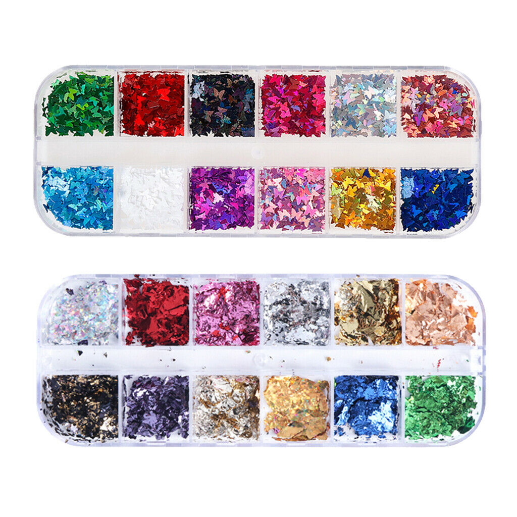 24 Pieces Nail Iridescent Foil Flakes Fragments Nails Art Decals Crafts