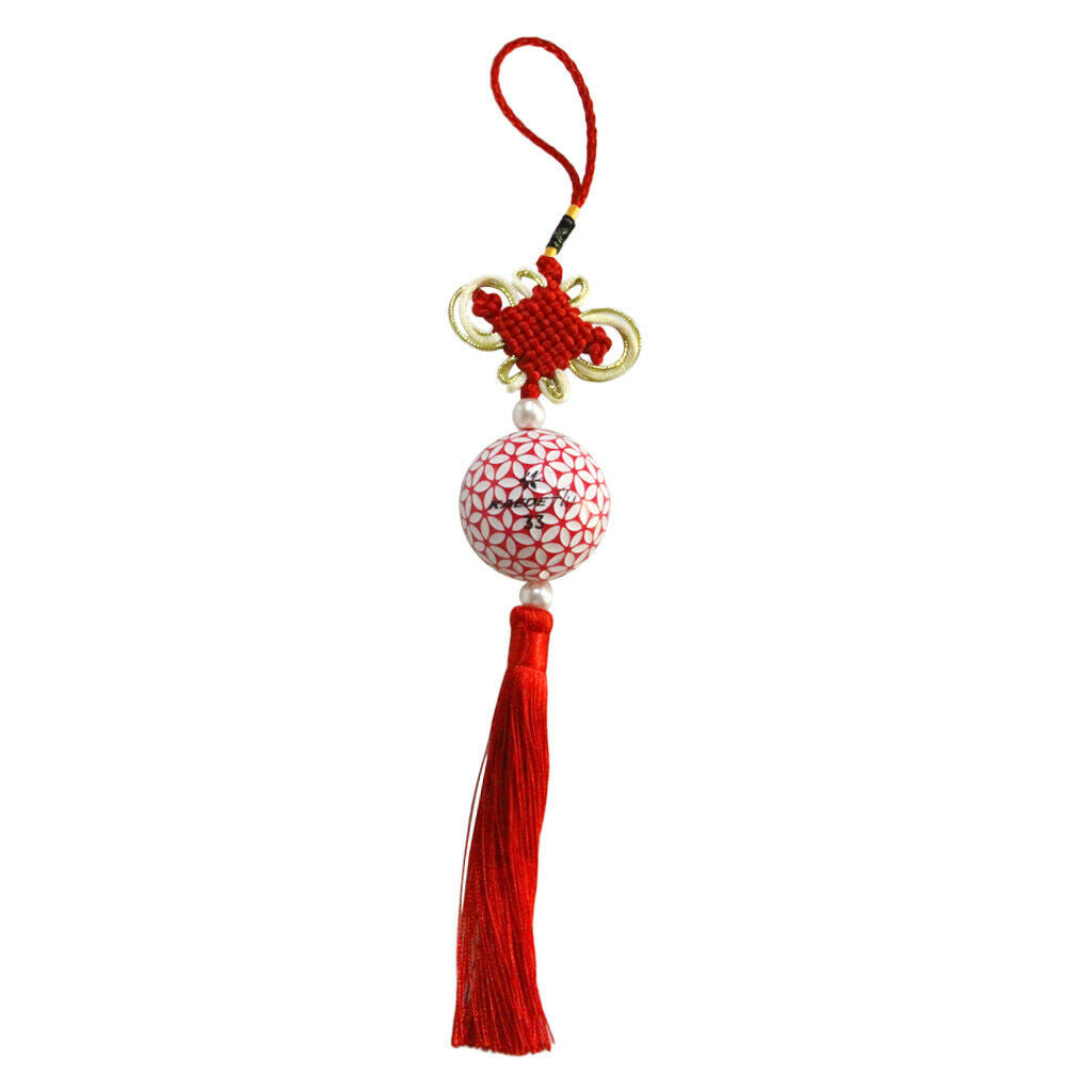 Chinese Knot Tassel with Golf Ball Home Car Office Hanging Decoration Red