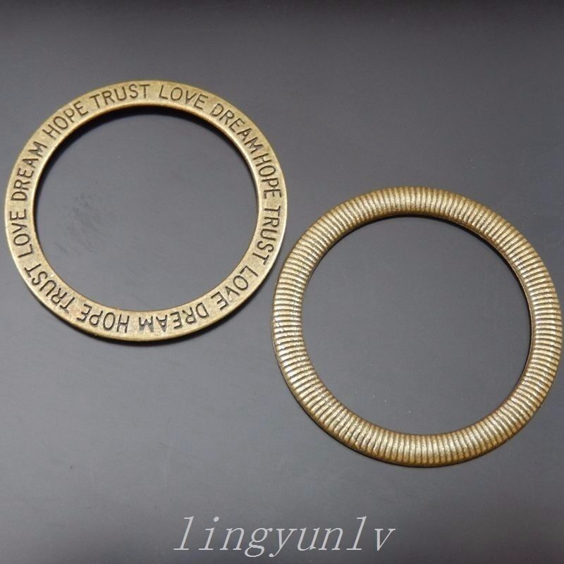 24 Pieces Antiqued Bronze Alloy WordCircle Ring Charms Pendants 50106