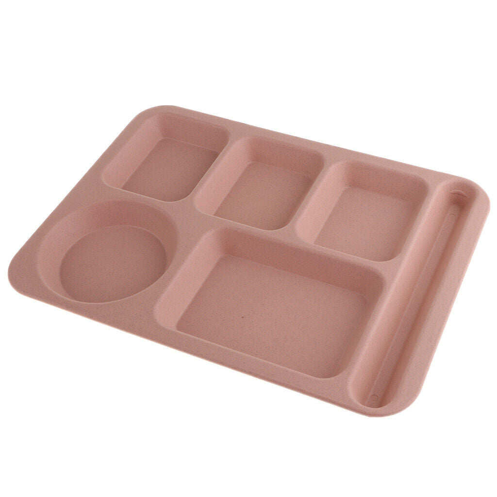Food Storage Plate Container Divided Serving Tray Bowl Spoon Chopstick Pink