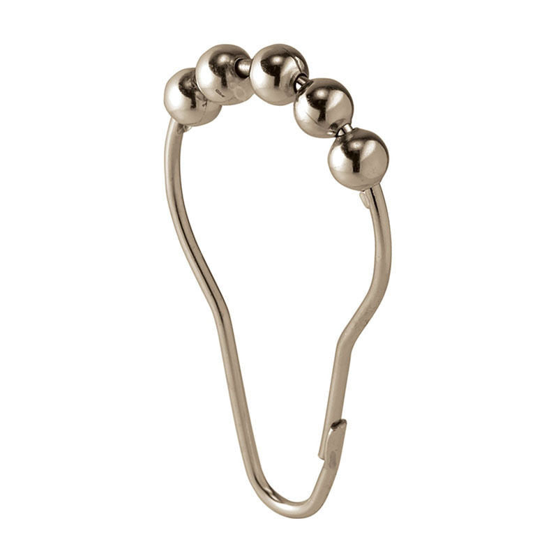 New Heavy Duty Shower Curtain Rings Hooks Set of 12 Bathroom Poles Rod Bn .l8