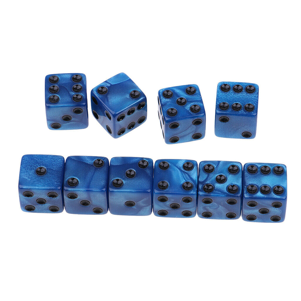 Table Board Game Dice D6 Six Sided 10x for   Players Blue