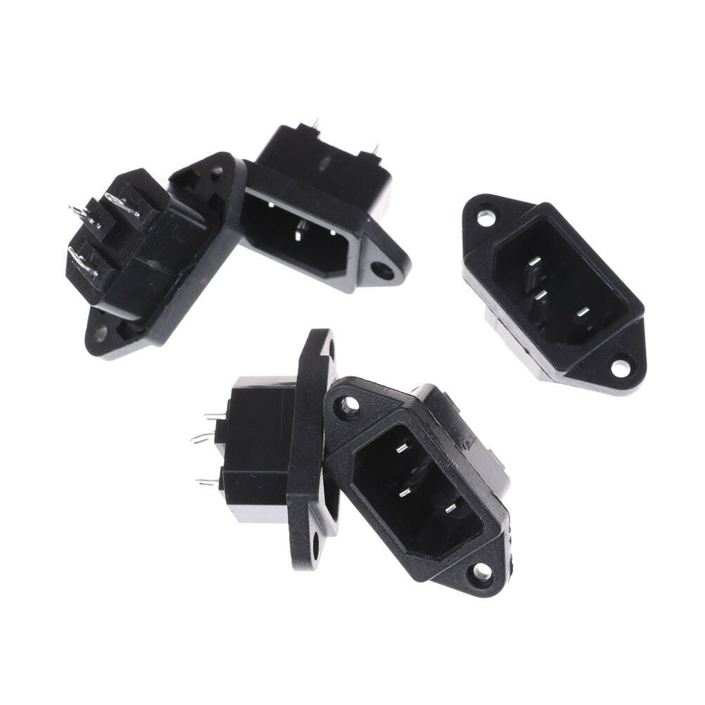 5X 3P IEC 320 C14 Male Plug Panel Power Inlet Sockets Connectors AC 250V 10A M!