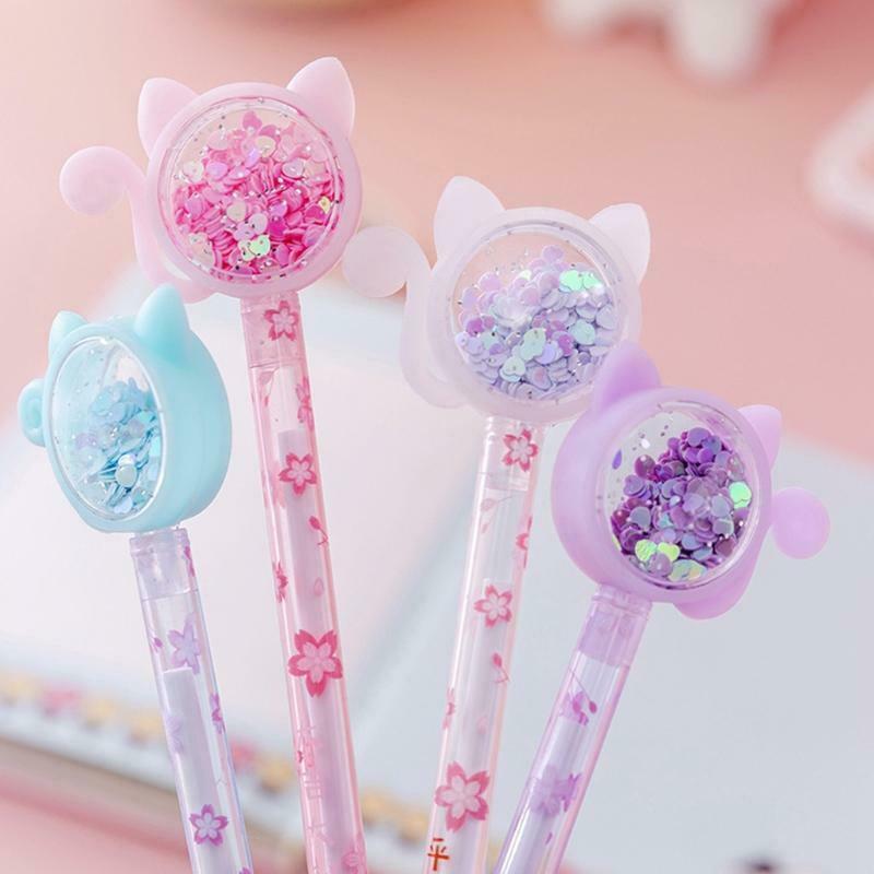 4 pcs Cartoon Black Gel Pen Refillable Smooth Writing Gel Pen for Gift Giveaway