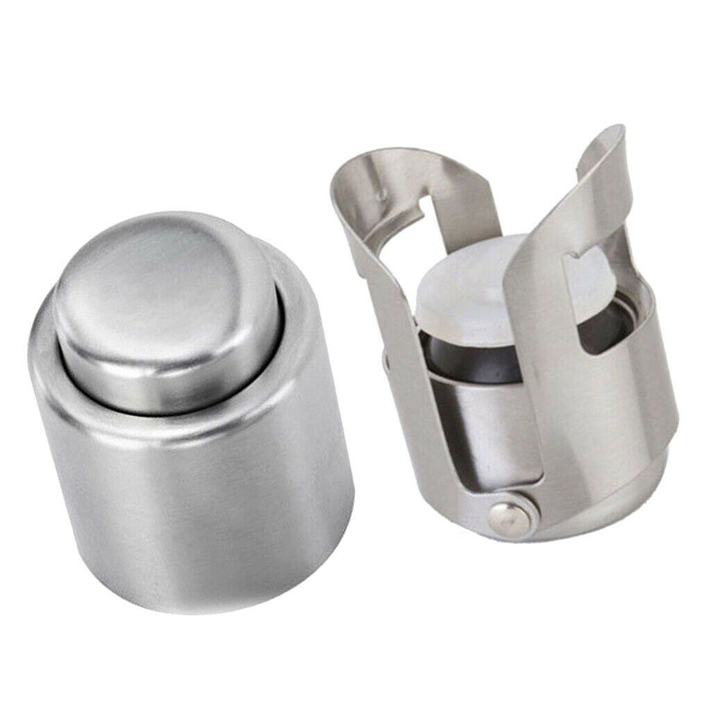 2x Handy Stainless Steel Vacuum Wine Bottle Stopper Plug  Pump Sealer Keep Beer