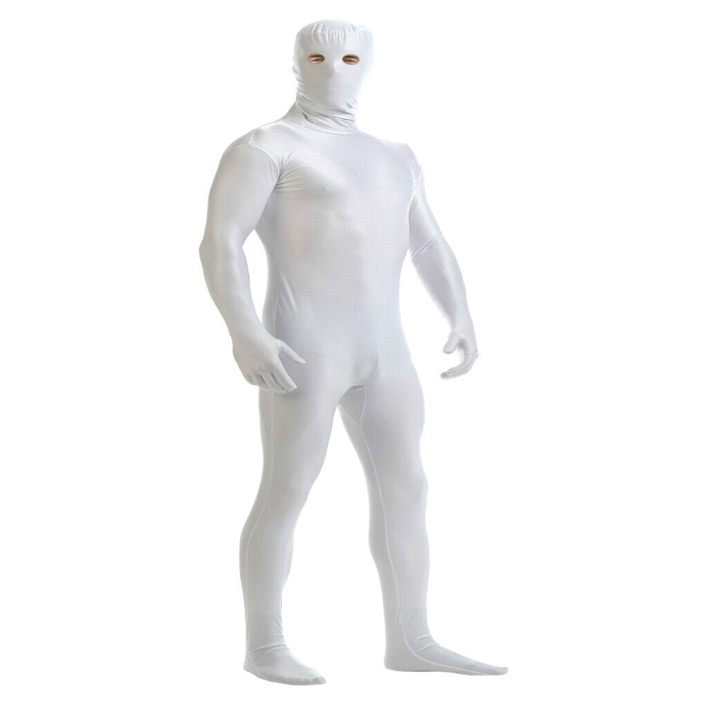 Full Body Spandex Skin Suit Zentai Constume Unitard Leotard L white