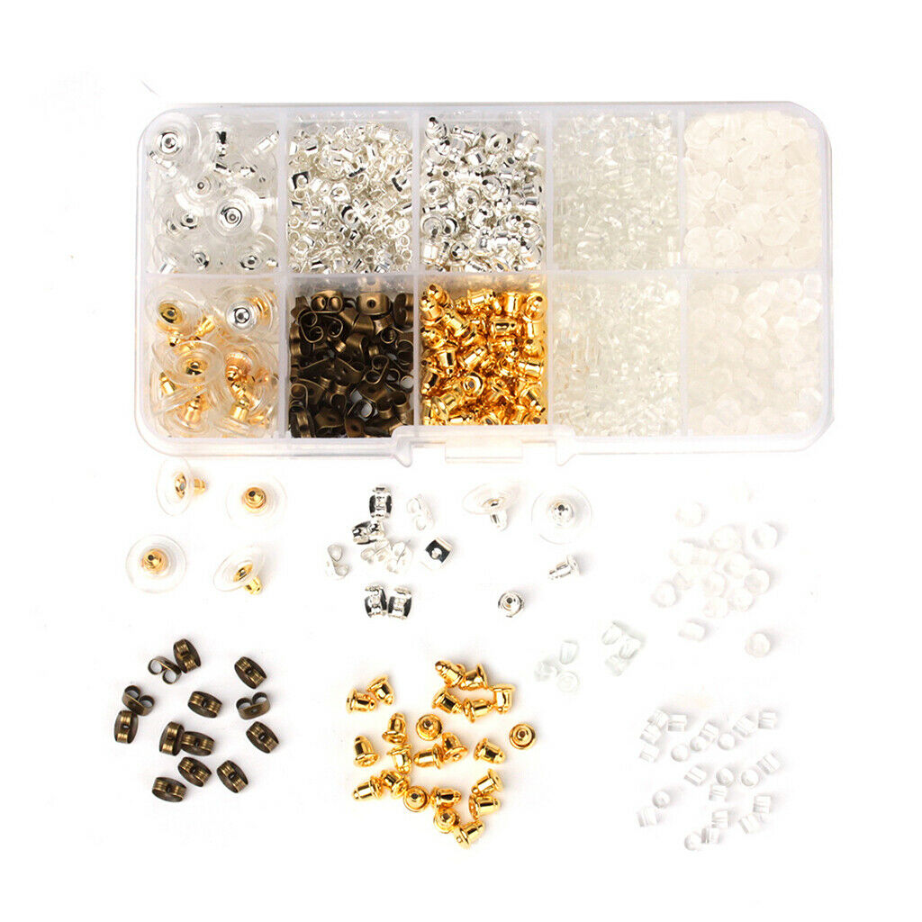 1040Pcs Earring Safety Backs DIY Jewelry Findings Making Supplies With Box