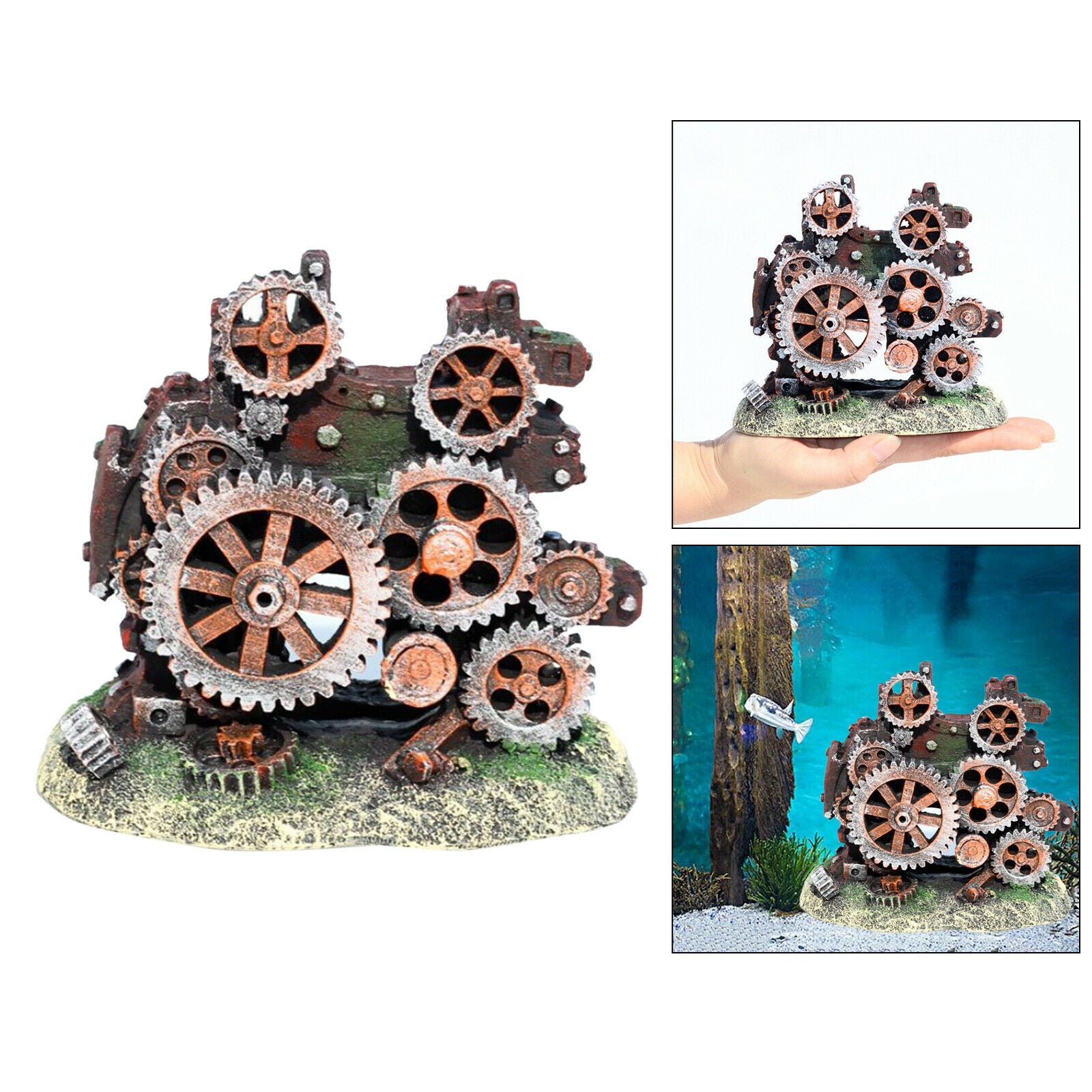 Unique Aquarium Ornament Gear Statue Landscaping Fish Tank Decoration Crafts
