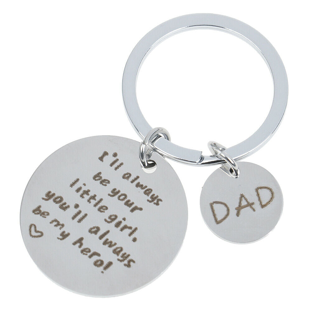 Fathers Day Keychain You Will Always Be My Hero Stainless Steel Gift JC.l8