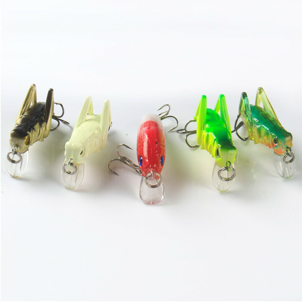 5Pcs Insect Grasshopper Shape Fishing Lure VIB Hard Crank Baits and Minnow