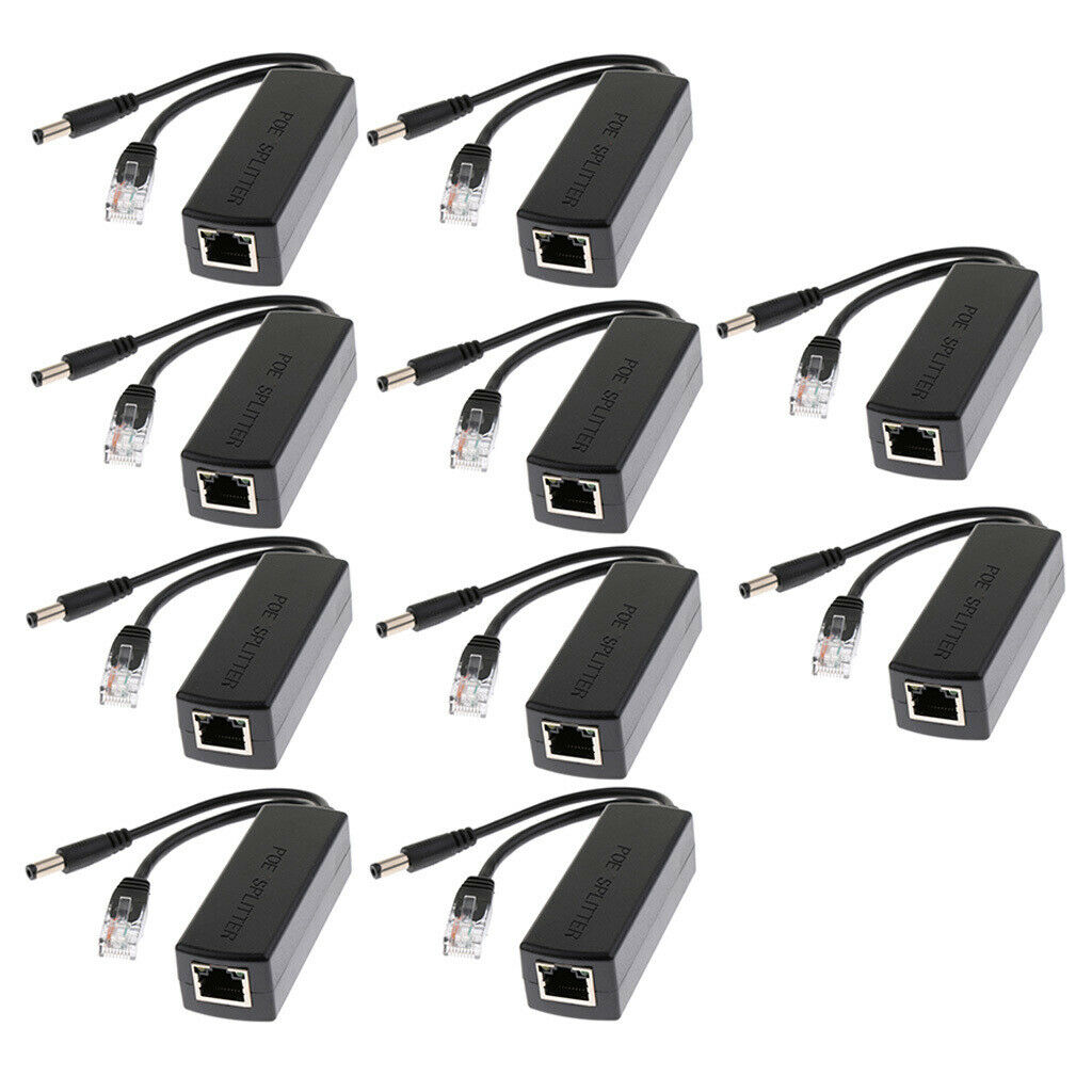 10Pcs Active PoE Splitter Power Over Ethernet 48V to 12V Compliant IEEE802.3af