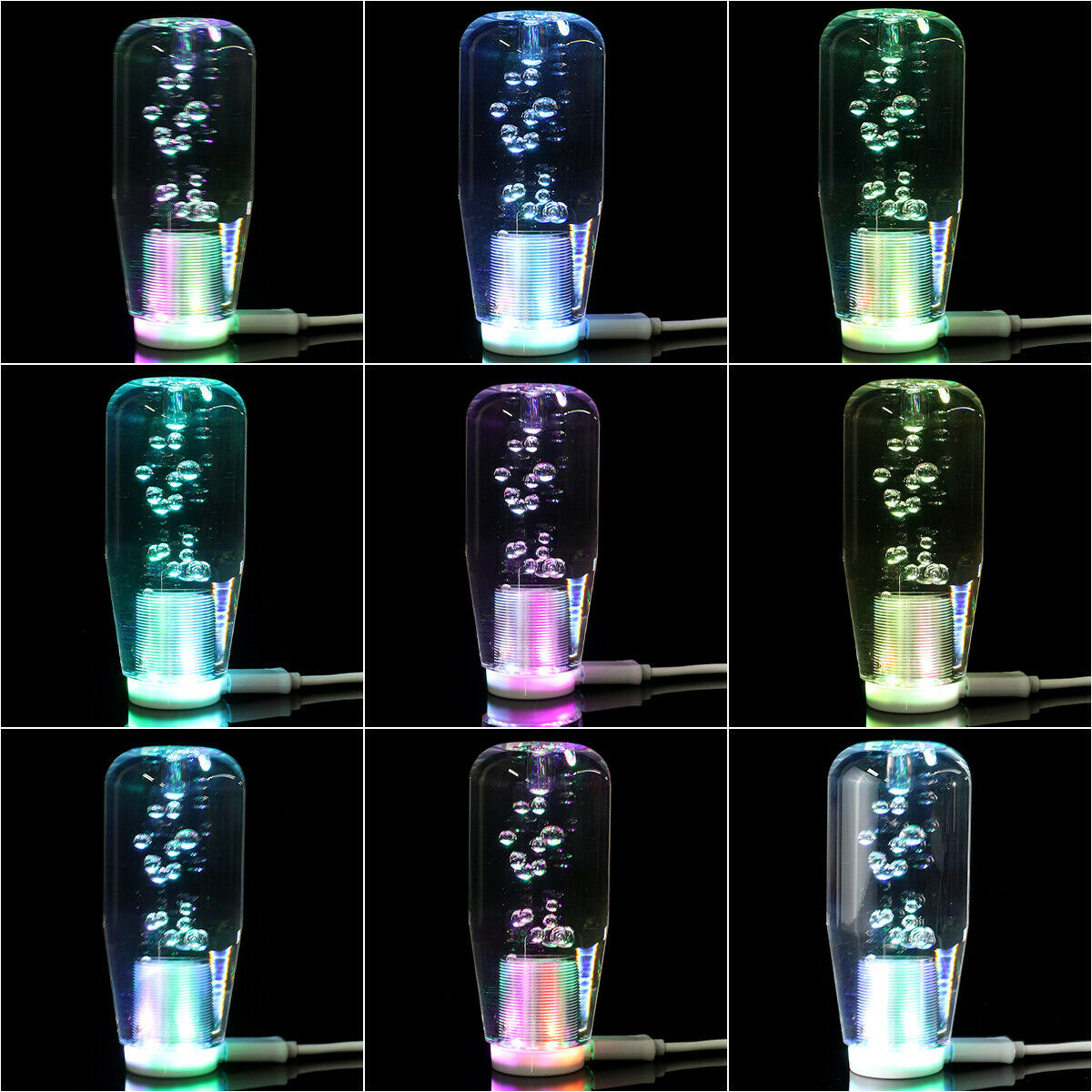 LED Light RGB Shift Knob Stick Crystal Transparent Bubble Gear Shifter 10cm  â—