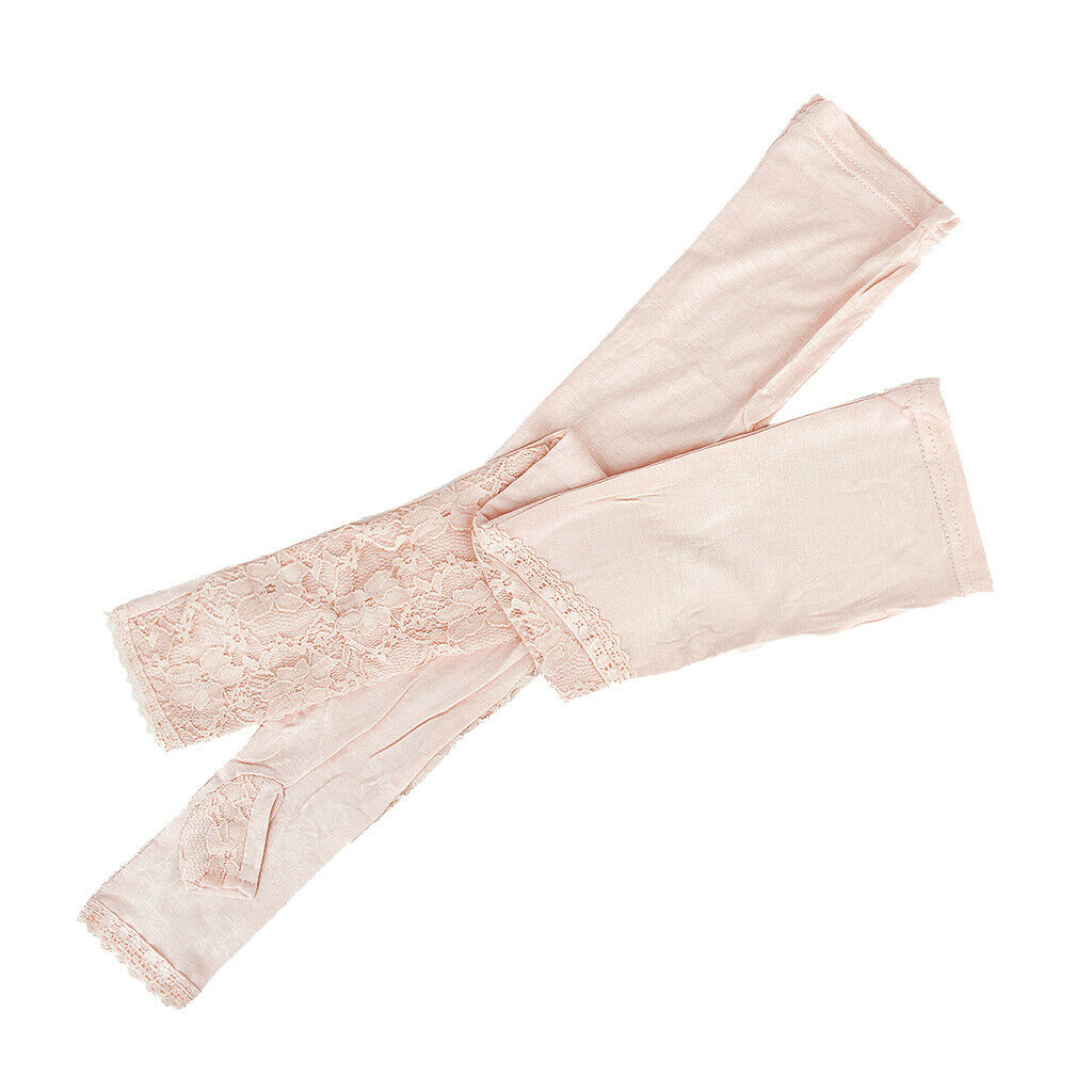 Nude Long lace UV Protection Sun Bridal Golf Driving Gloves Arm Sleeves