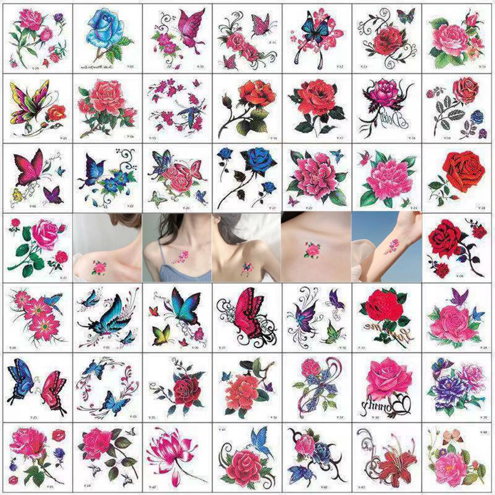 66pcs Flower Butterfly Waterproof Temporary Tattoo Stickers Beauty Body Art