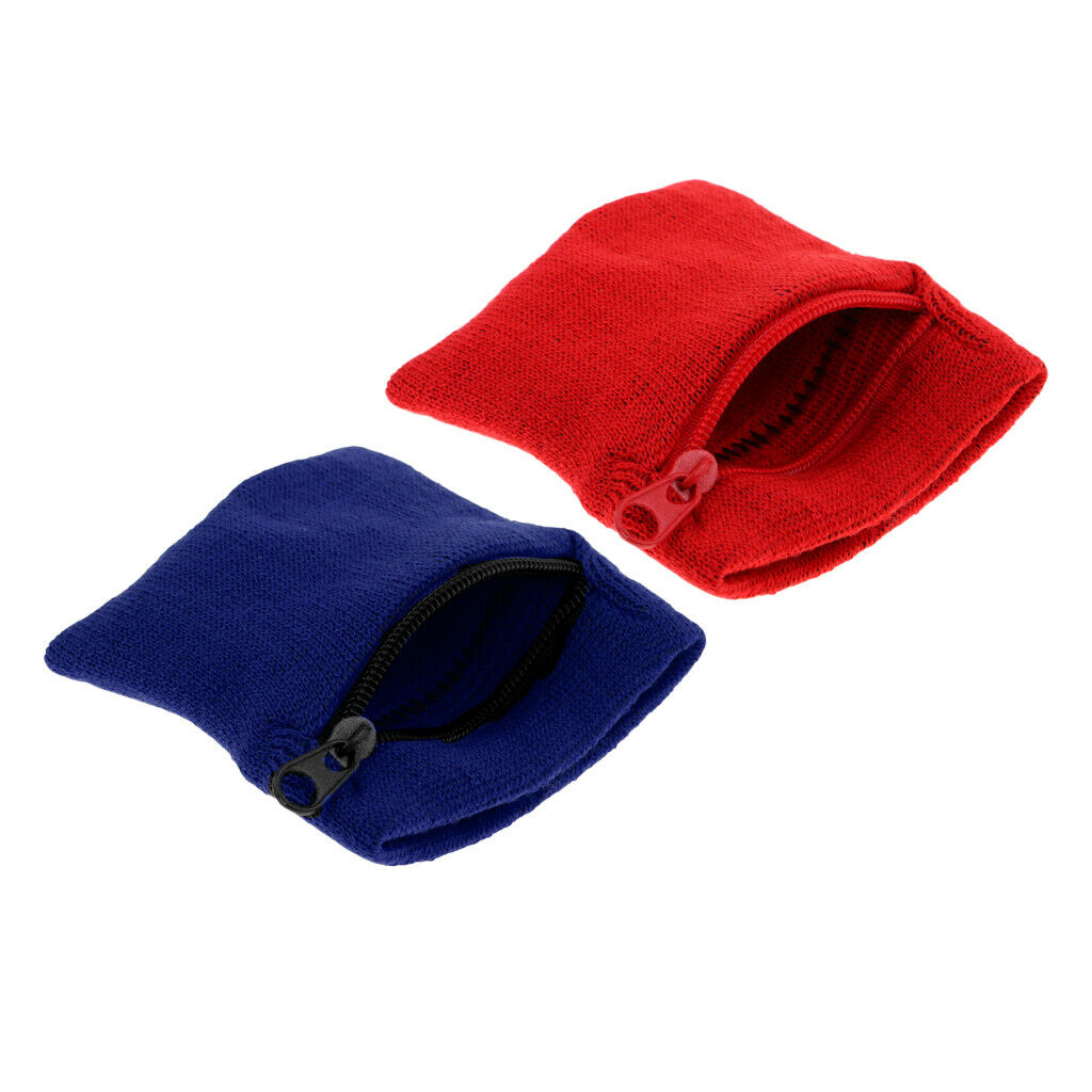2X Sports Running Wristband Sweatband Wrist Wrap Wallet with Zipper