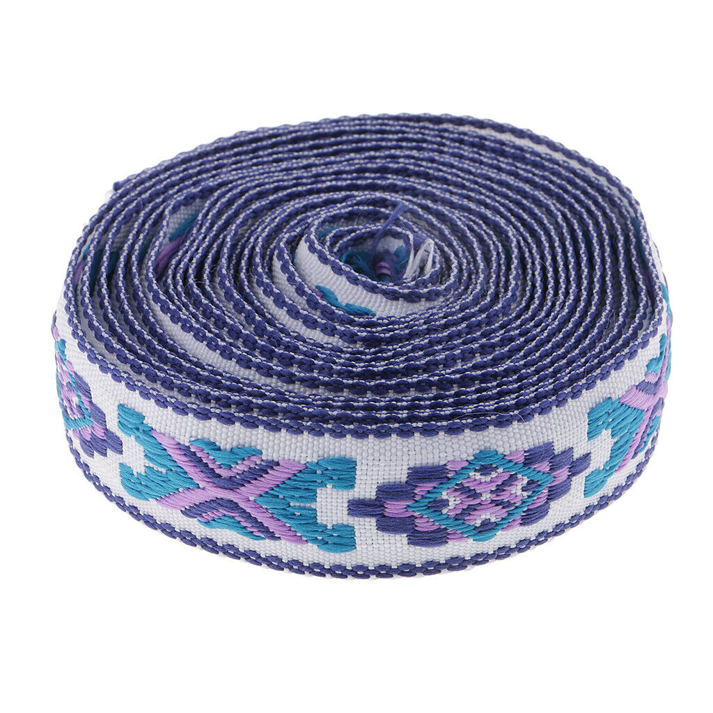 3 Yd Ethnic Embroidery Fringe Jacquard Ribbons for DIY Craft Cloth Accs 20mm