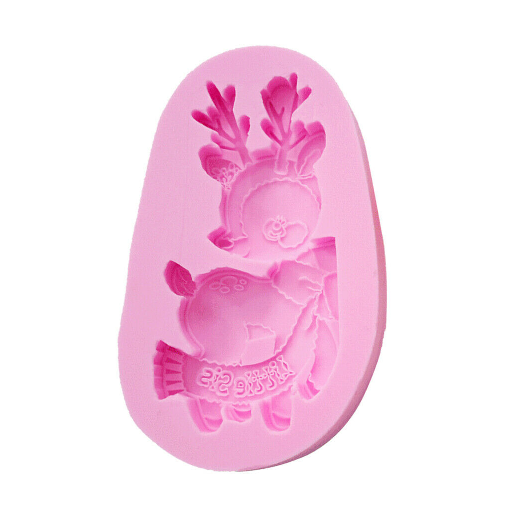Christmas Deer Silicone Mould Fondant Cake Mold DIY Baking Tool Party Decor