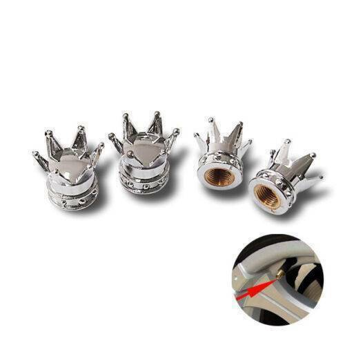 4x Chrome Royal "Crown" Tire Air Valve Stem Caps for Car, Truck SUV ,Motorcycle