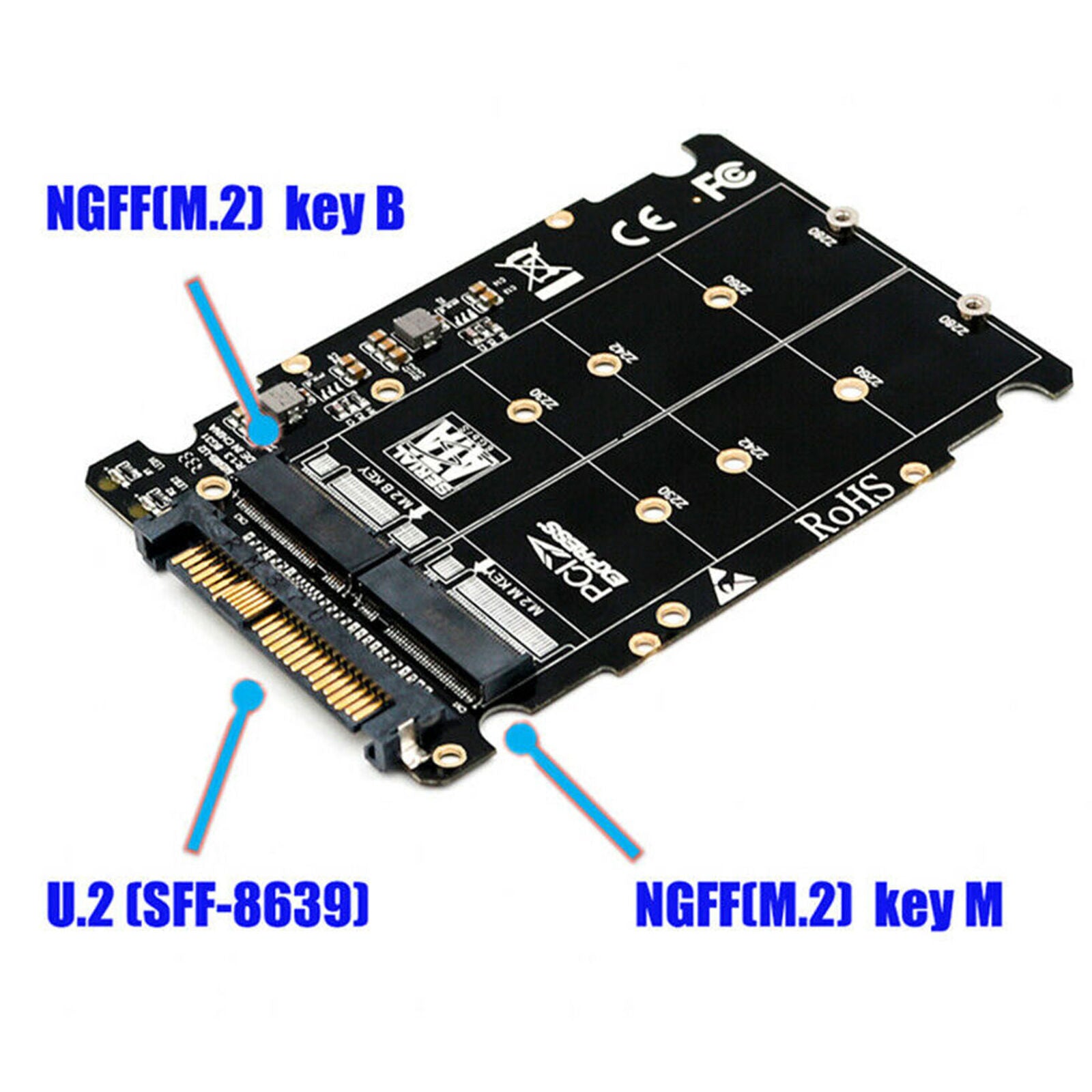 M.2 Ssd To U.2 Adapter 2In1 M.2 Nvme And Sata-Bus Ngff Ssd To Pci-E U.2 Sff J1T2
