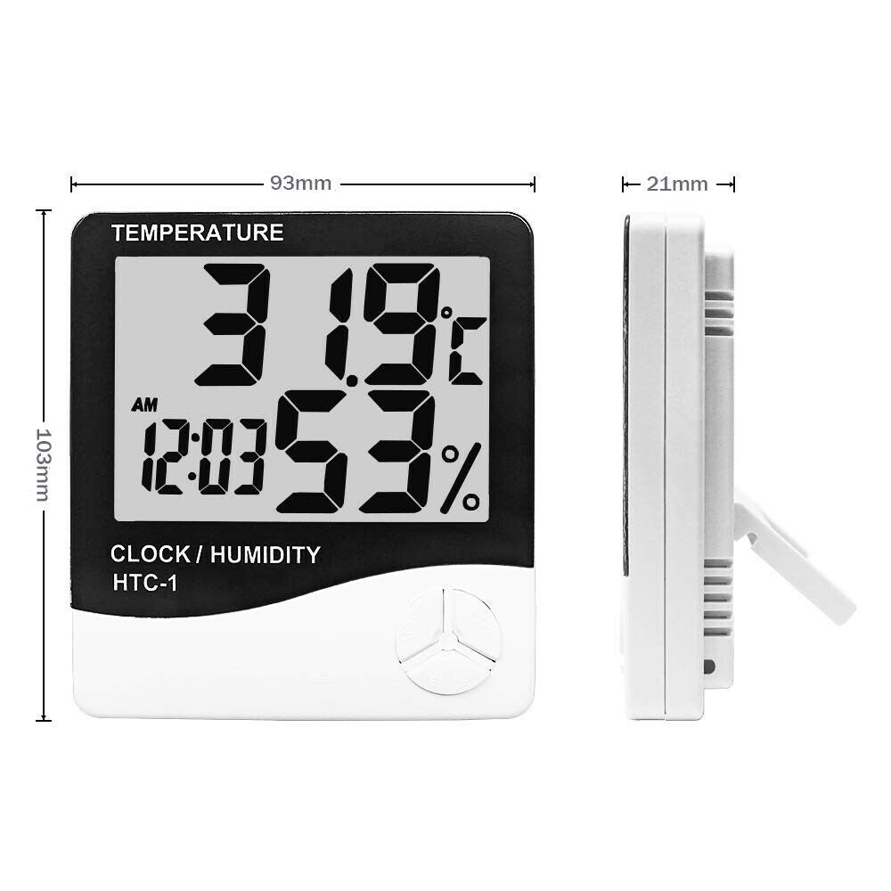 With Clock HTC-1 Hygrometer Temperature Meter Thermometer Humidity Meter
