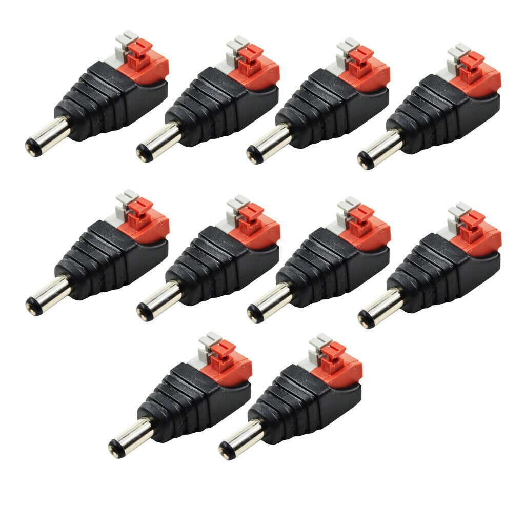 10PCS DC Power Adapter Red Male Connector for Home Security Surveillance