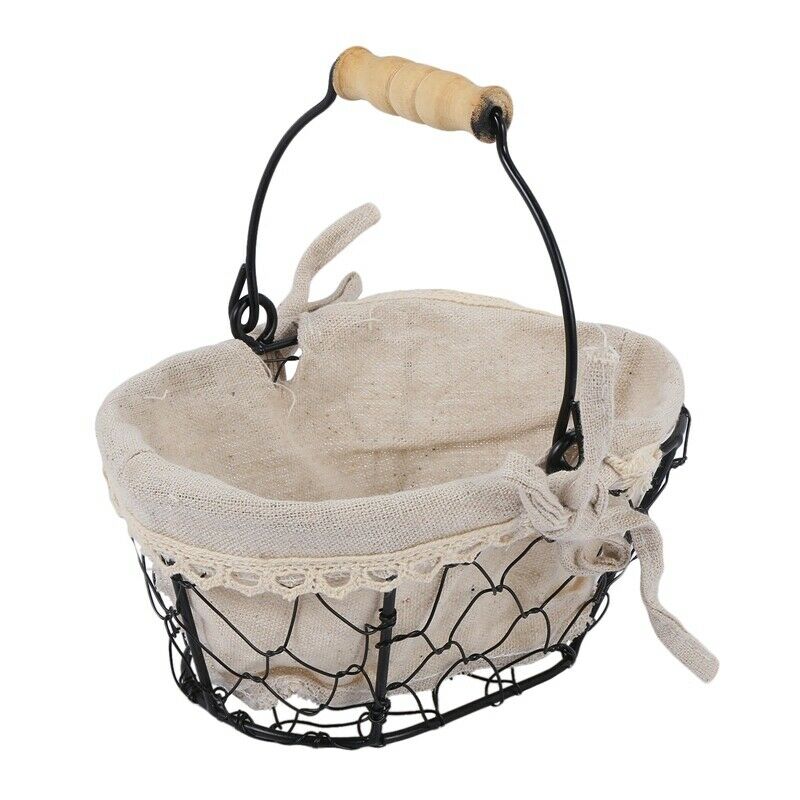 Iron Art Wire Sundries Storage Basket Desktop Grocery Organizer Small Fruit BoB7