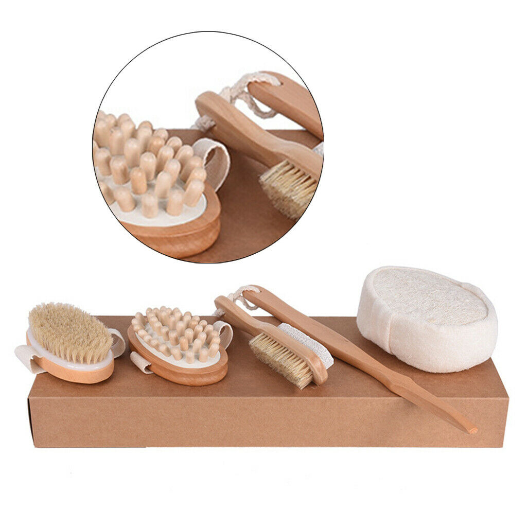 Dry Skin Bath Body Brush Natural Bristle Spa Back Exfoliator Brush Massage