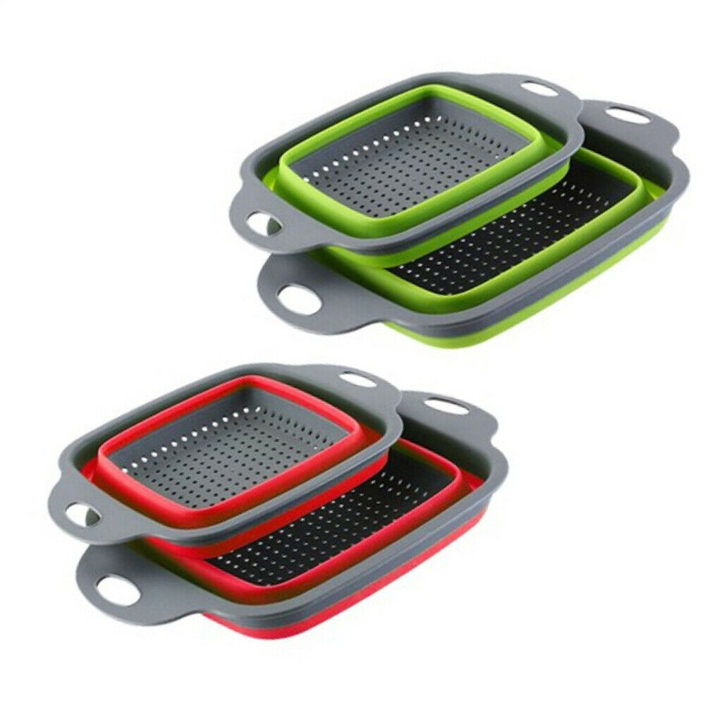 Silicone Collapsible Colander Basin Foldable Space-saving Drainage Basket S