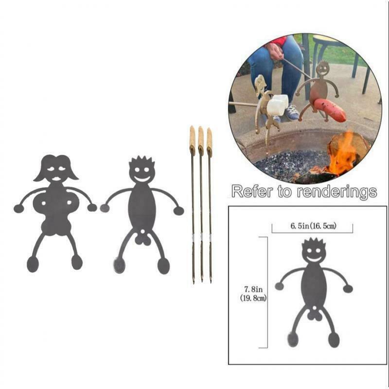Reuseable Rack BBQ Campfire Stick Women Men Shaped Tool Campfire Skewer