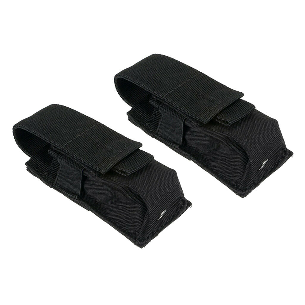 2 Pieces Waterproof Nylon Black Flashlight Molle Pouch Hunting Bag Travel