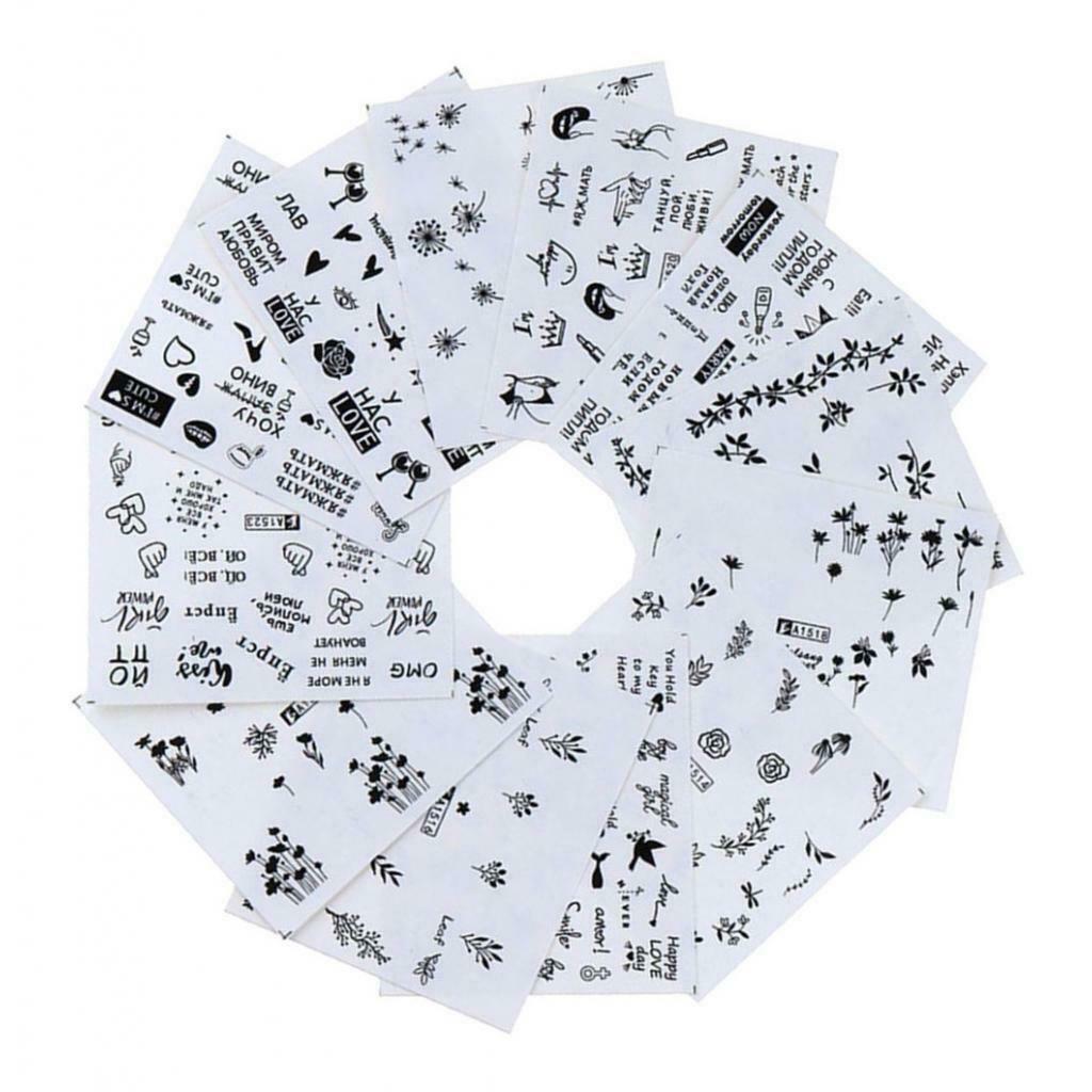 12pcs Cute Nail Art Stickers Flower  Tips