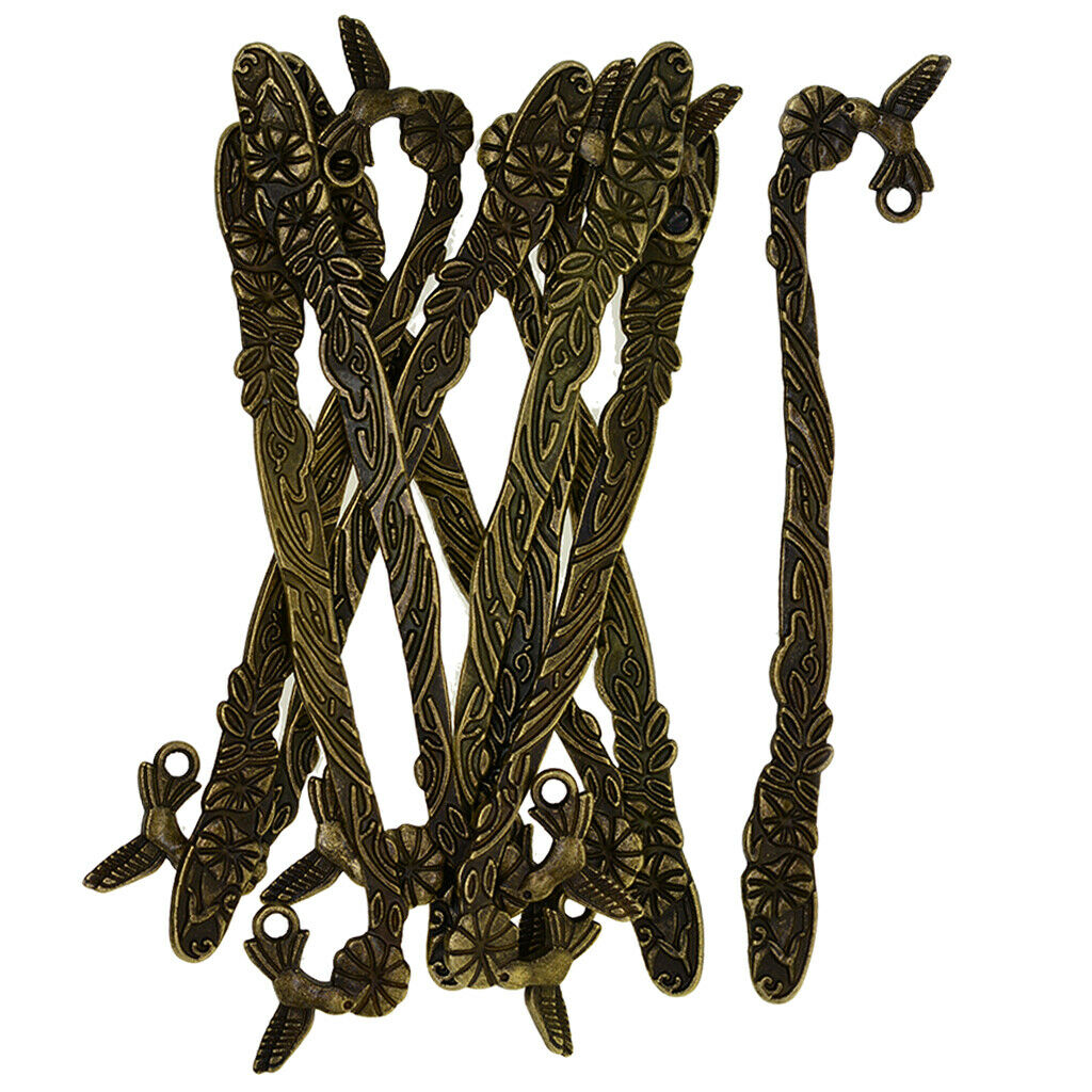 10 Pieces Retro Style Beading Flat Bookmarks With Loop Jewelry Bronze