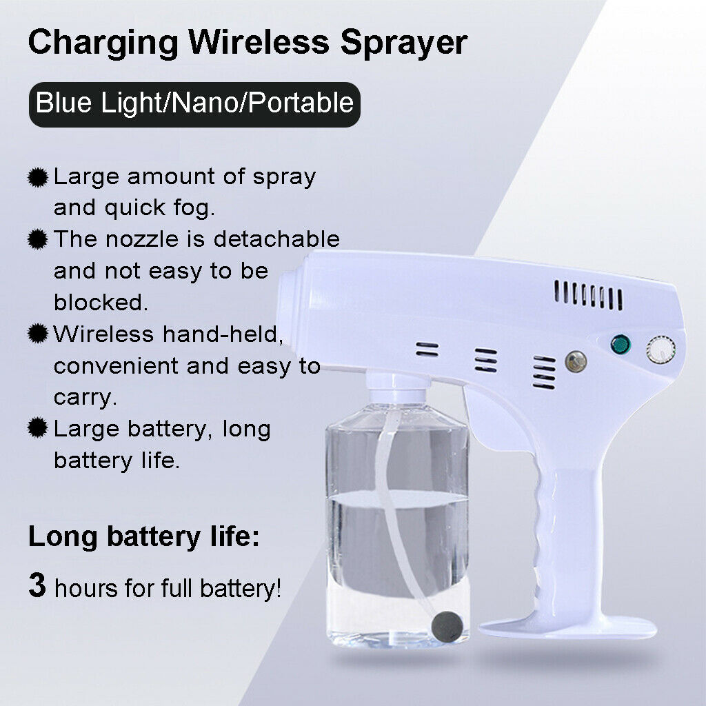 600ml Handheld Electric Cordless Blue Light Nano Disinfectant Sprayer Home