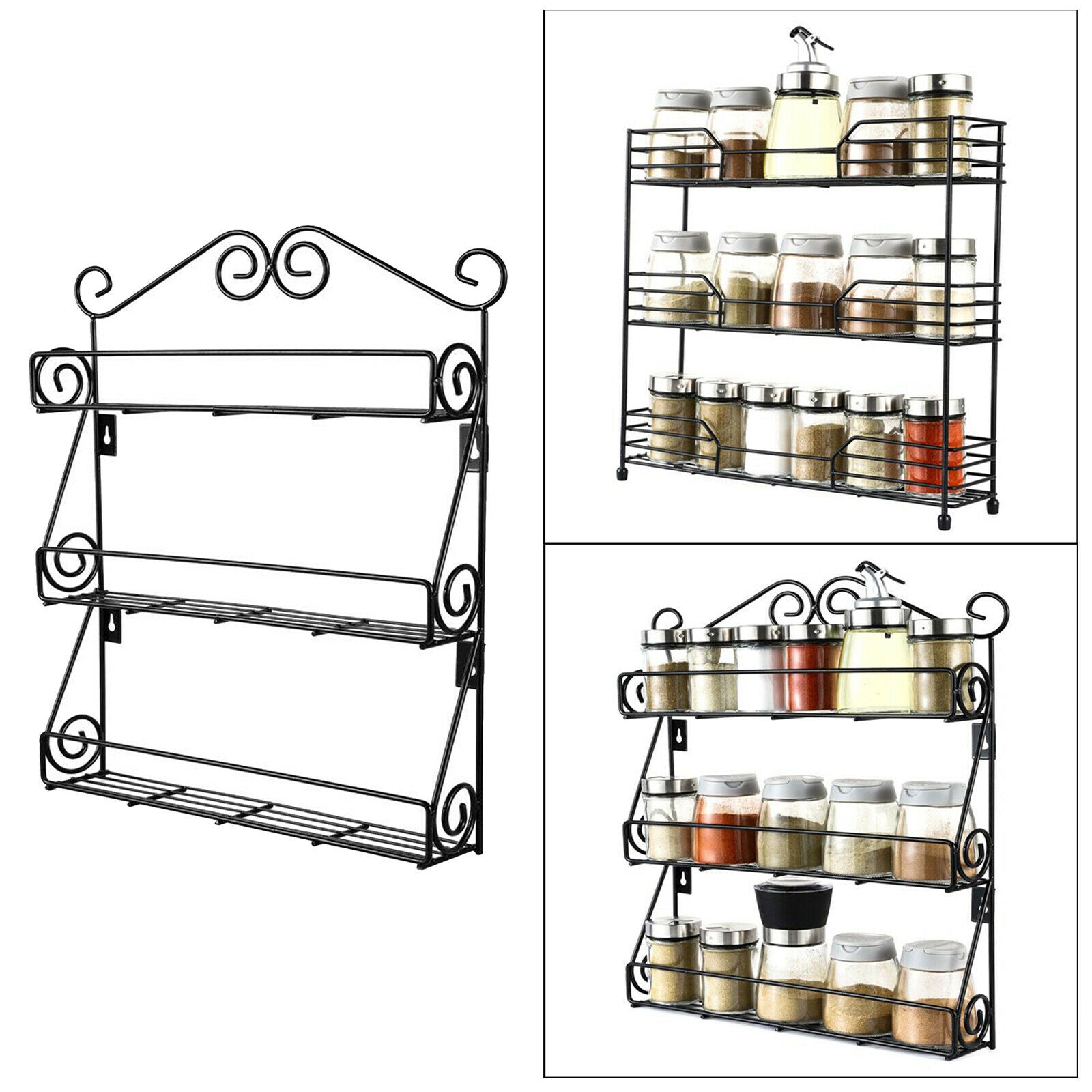 3 Tier Spice Rack Seasoning Jars Bottles Holder for Cabinet and Pantry