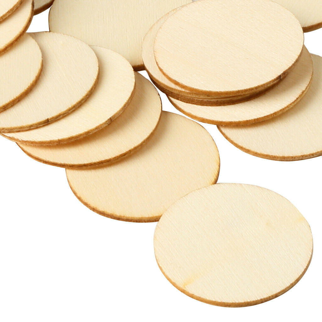 50 Pieces Mini Round Unfinished Wood Embellishments For Art DIY Crafts Great for