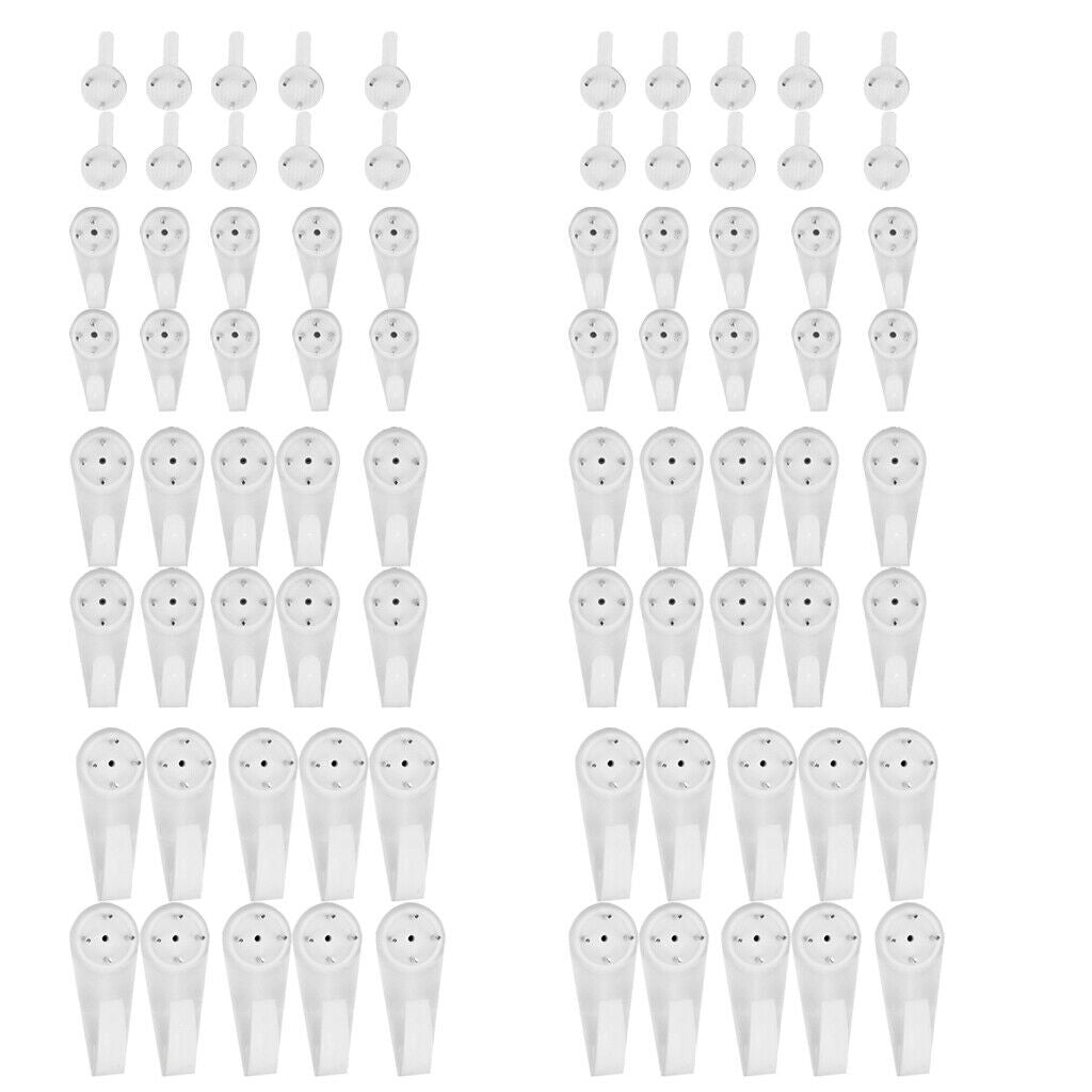 40Pcs M L Hardwall Picture Frame Mirror Clock Hanger Hanging Hooks Fastener