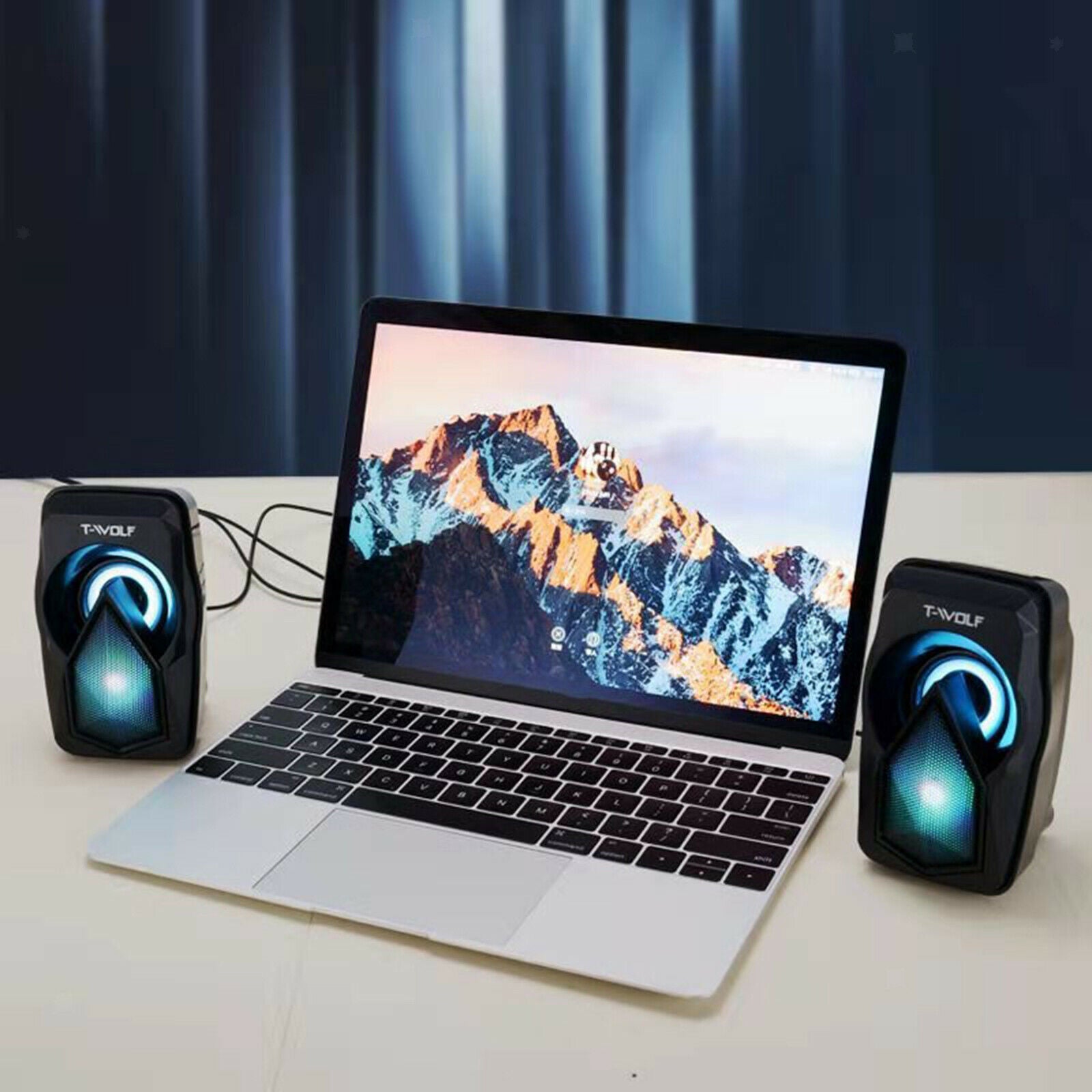 Portable Mini USB Powered Computer Speakers with RGB Light 3.5MM Audio