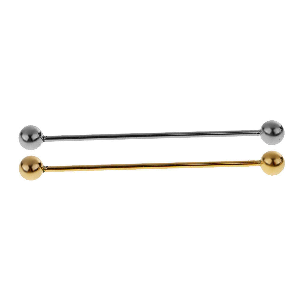 2 Pieces Skinny Pin Round Barbell Collar Tie Clip Clasp Bar Necktie Tie Pin