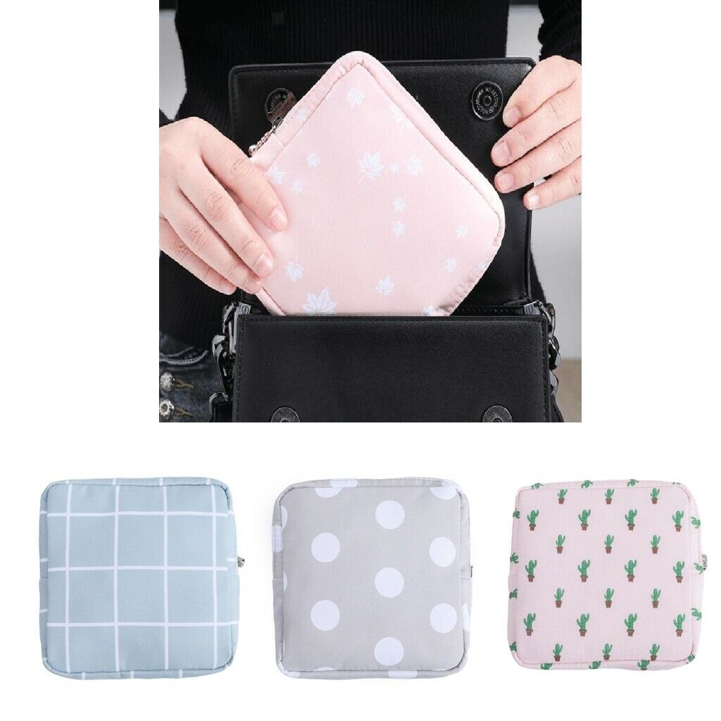 3 Pieces Sanitary Bag Towel Earphones Coin Organizer for Women Girls Lady